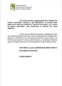 comunicado pj departamental sobre gastos reservados